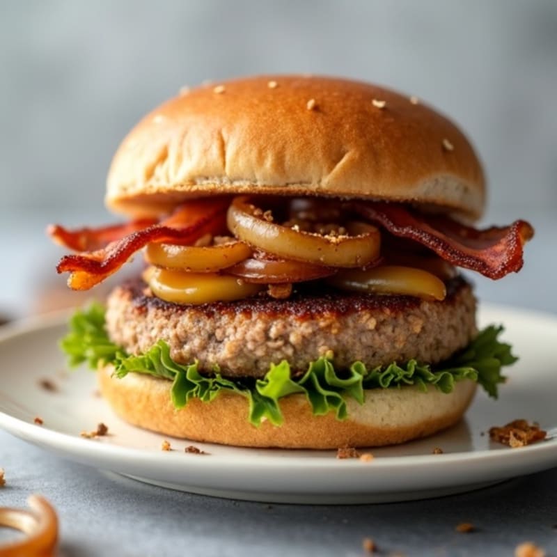 Lean Turkey-Bacon Burger with Caramelized Onions