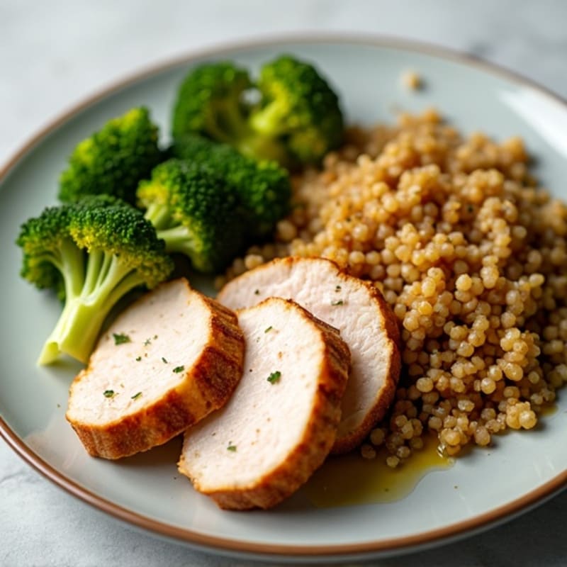 Grilled Turkey Breast with Roasted Broccoli and Quinoa