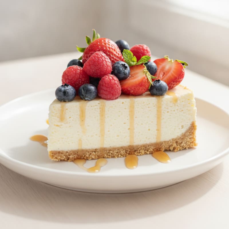 Greek Yogurt Protein Cheesecake with Fresh Berries