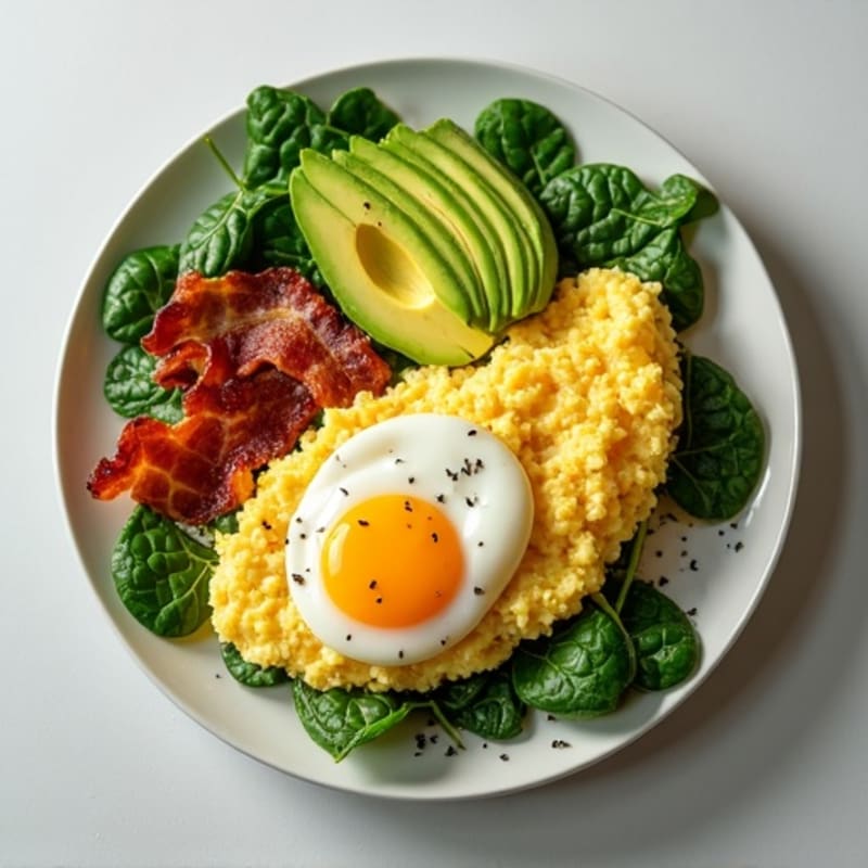 Egg White Scramble with Spinach and Turkey Bacon