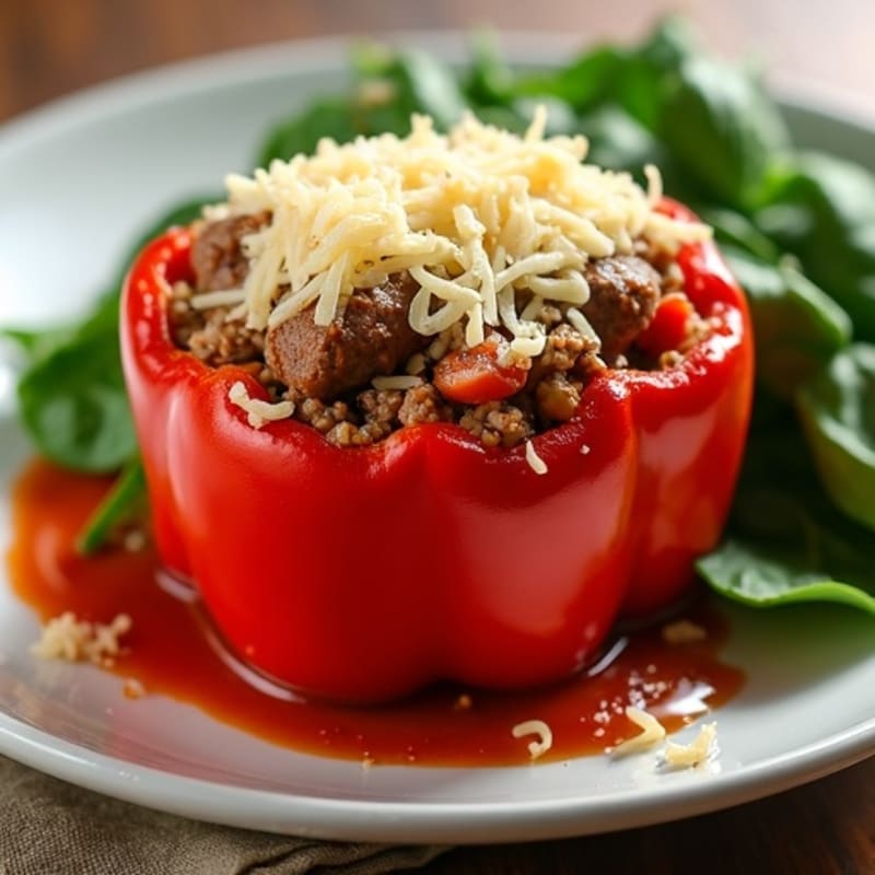 Meat Lovers Stuffed Peppers with Crispy Parmesan Topping