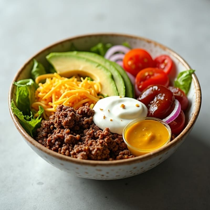 Lean Ground Beef Cheeseburger Bowl with Creamy Special Sauce
