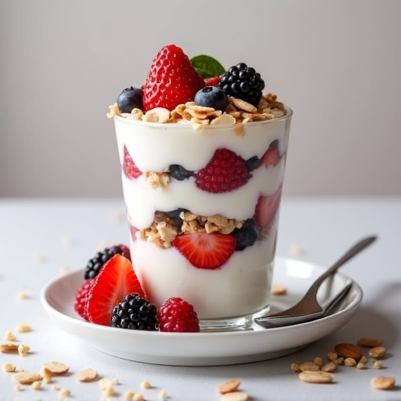 Greek Yogurt Protein Parfait with Berries and Almonds