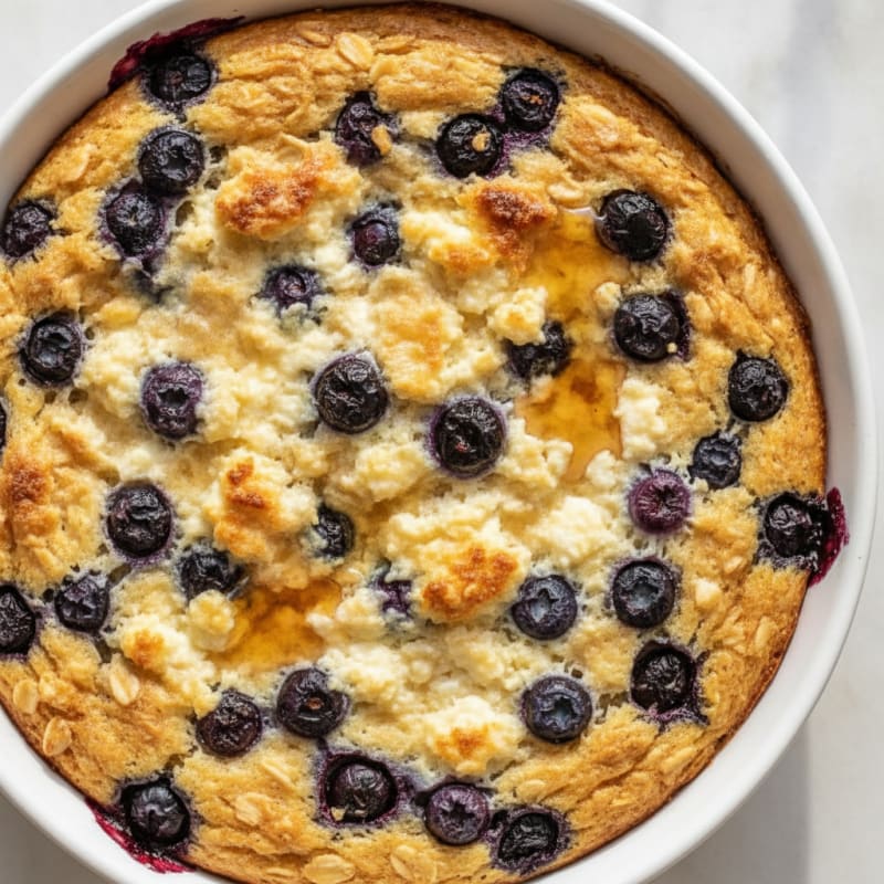 Blueberry Baked Oatmeal with Cottage Cheese