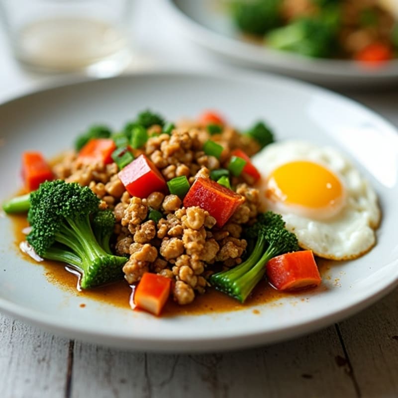 Ginger-Garlic Ground Turkey with Wilted Bok Choy