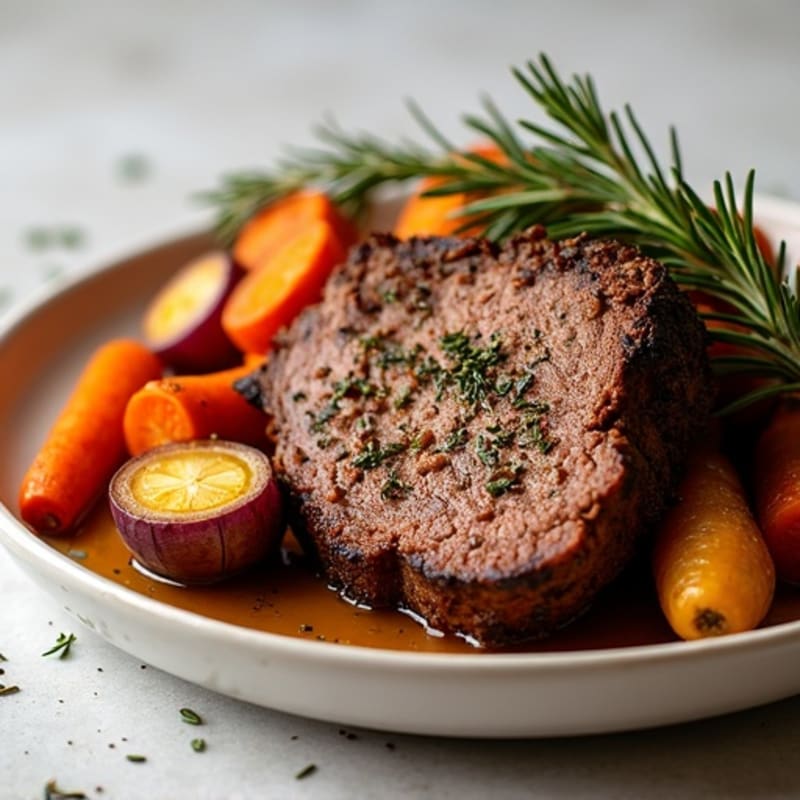 Herb-Crusted Tender Pot Roast with Root Vegetables