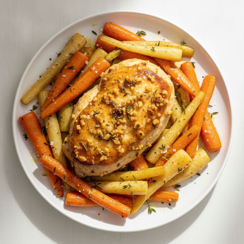 Garlic Herb Roasted Chicken with Root Vegetables