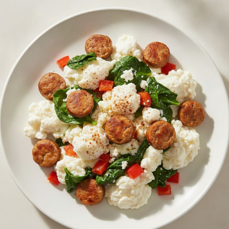 Egg White Scramble with Spinach and Turkey Sausage