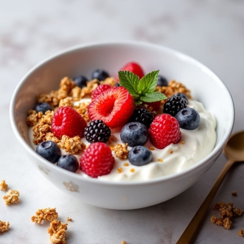 Creamy Greek Yogurt with Fresh Berries and Crunchy Granola