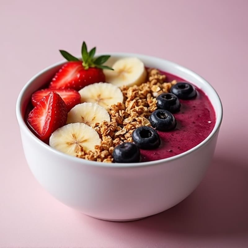 Creamy Acai Berry Smoothie Bowl with Fresh Fruit and Crunchy Granola