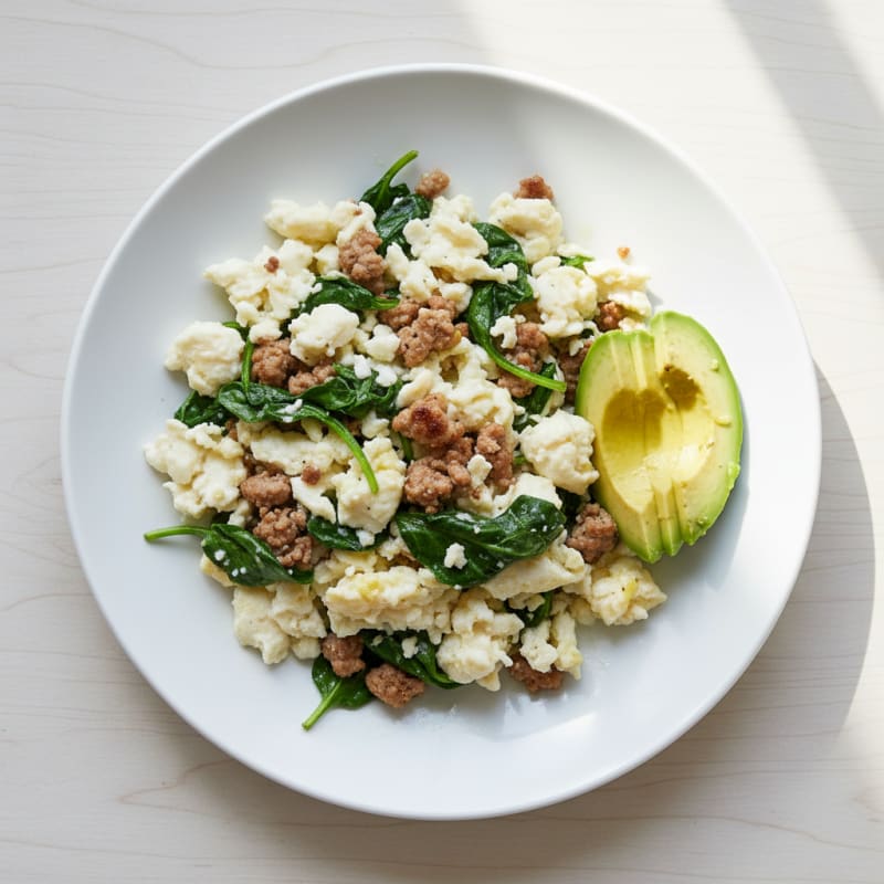 Egg White Scramble with Lean Turkey and Spinach