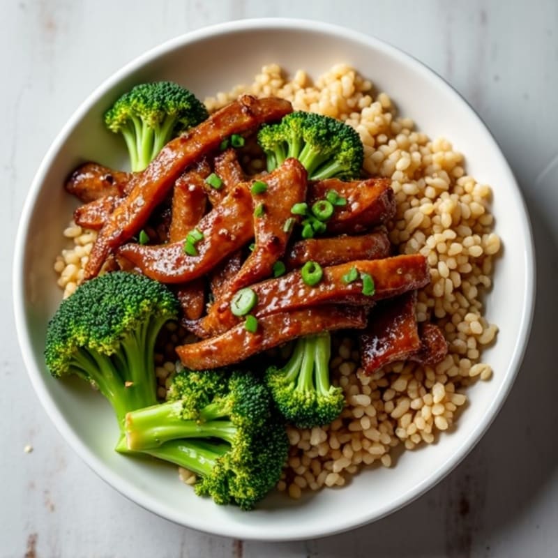 Crispy Ginger-Soy Beef and Broccoli with Brown Rice