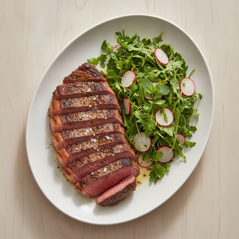 Oven-Roasted Ribeye with Zesty Herb Salad