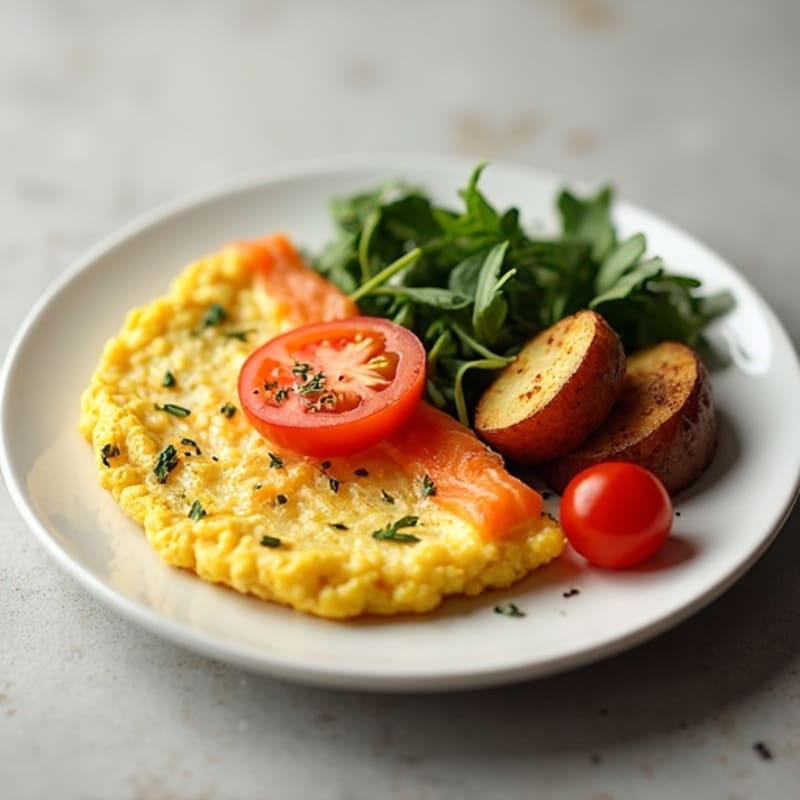 Egg White and Smoked Salmon Scramble with Roasted Potatoes