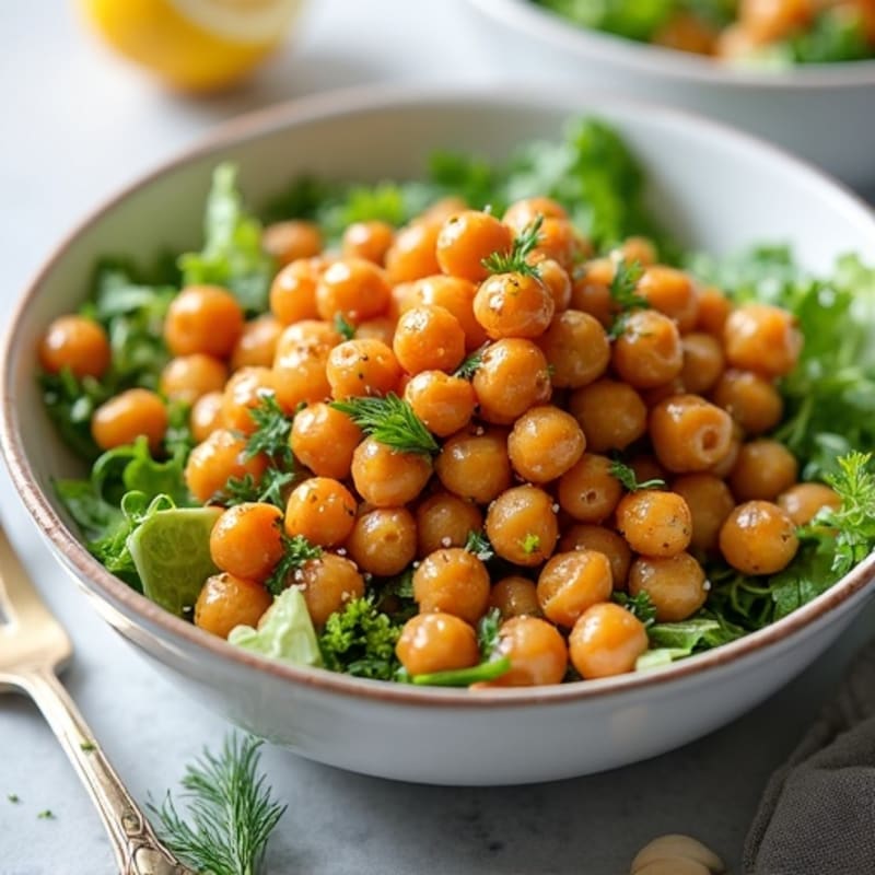 Crispy Roasted Chickpeas with Lemon Herb Dressing