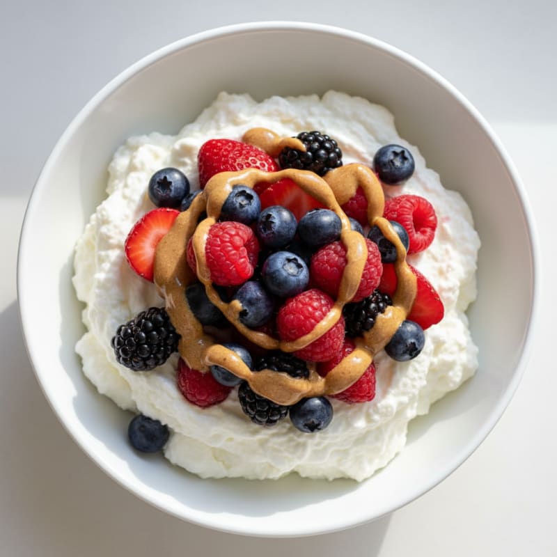 Greek Yogurt Protein Mousse with Mixed Berries
