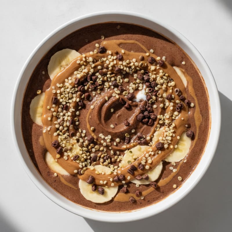 Chocolate Peanut Butter Protein Smoothie Bowl