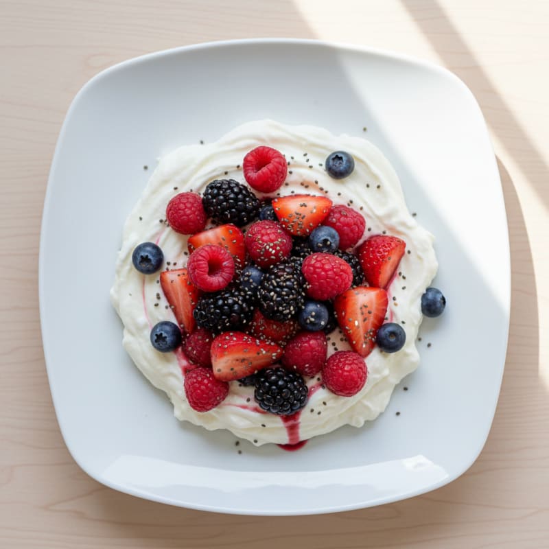 Silky Greek Yogurt Protein Mousse with Mixed Berries