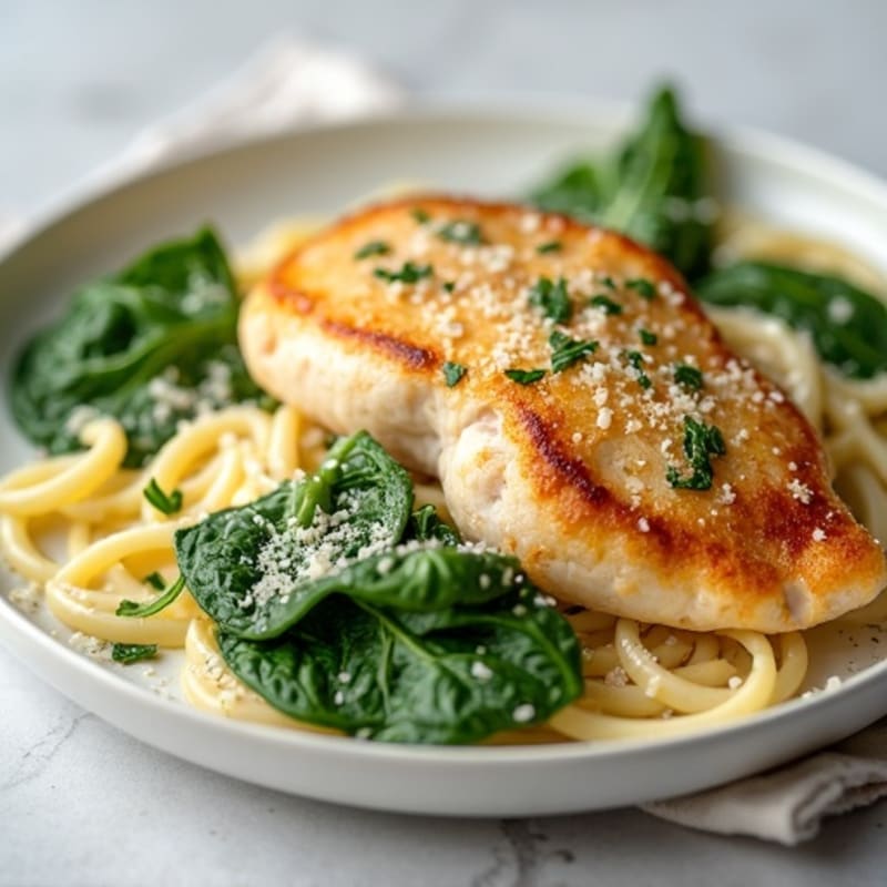 Creamy Chicken Carbonara with Wilted Spinach