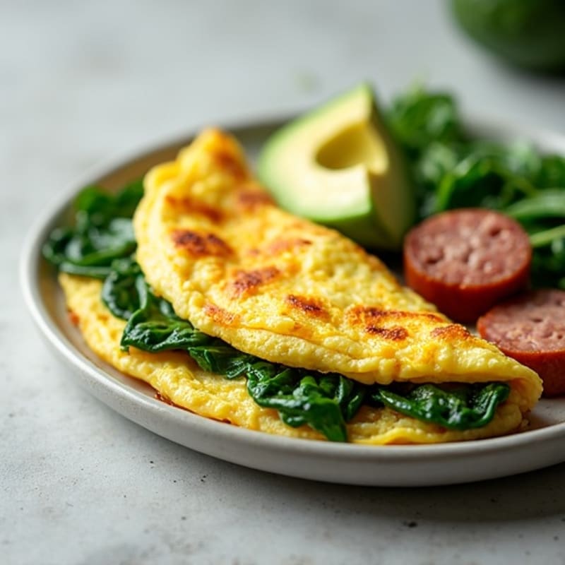 Egg White Spinach Omelette with Turkey Sausage