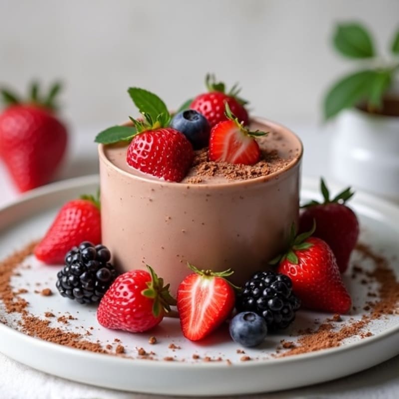 Silky Chocolate Protein Yogurt with Mixed Berries
