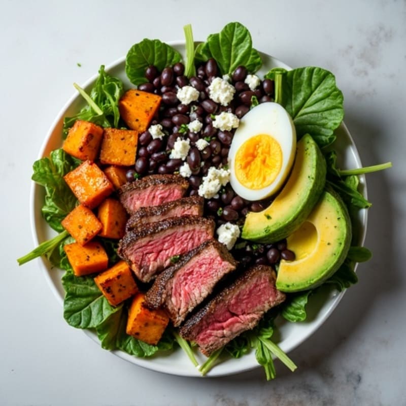 Grilled Steak Salad with Roasted Sweet Potatoes and Black Beans