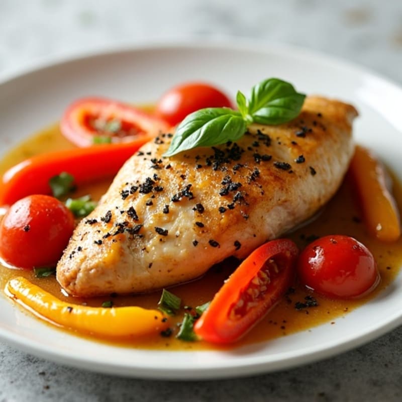 Herb-Braised Chicken with Bell Peppers and Tomatoes