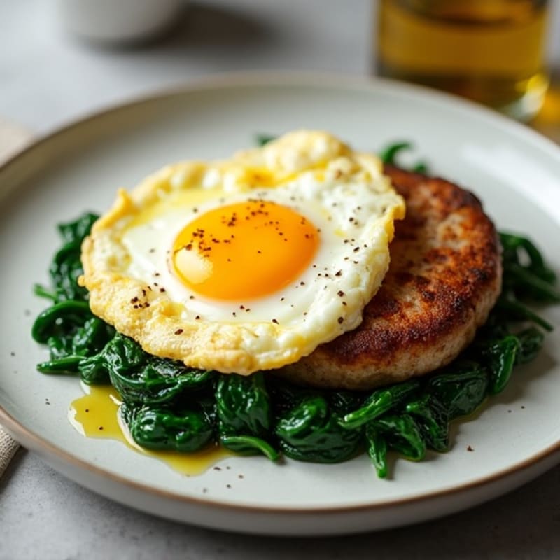 Egg White Scramble with Turkey Sausage and Sautéed Spinach