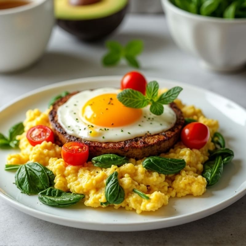 Scrambled Egg Whites with Spinach and Turkey Sausage