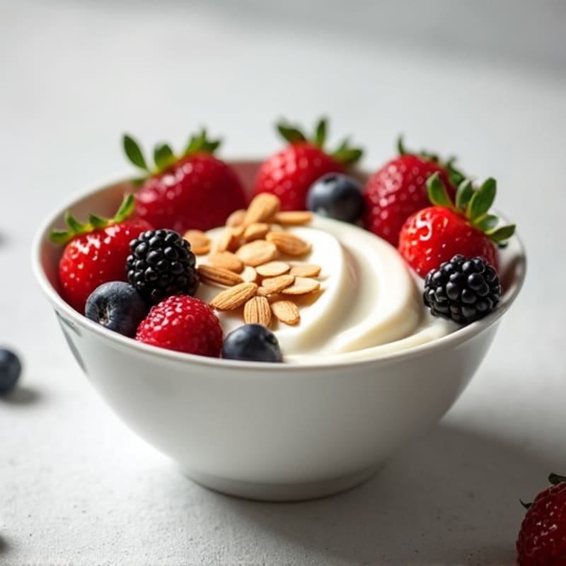 Creamy Greek Yogurt Protein Bowl with Mixed Berries and Almonds
