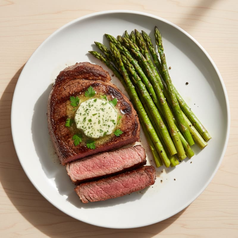Grilled Steak with Garlic-Herb Butter