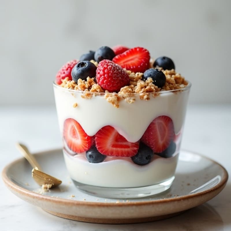Creamy Greek Yogurt Parfait with Protein Powder and Mixed Berries