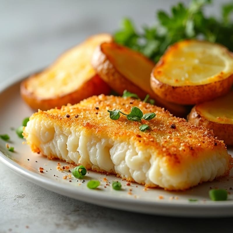 Crispy Baked Cod with Roasted Potato Wedges