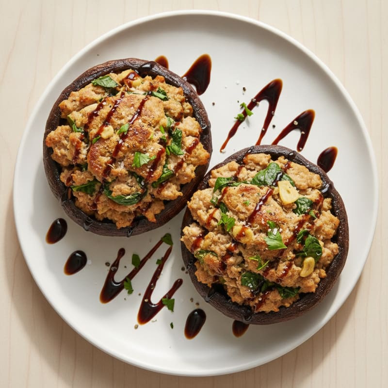 Herb-Stuffed Portobello Mushrooms with Balsamic Glaze