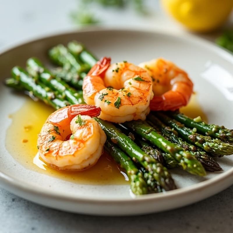 Pan-Seared Garlic Butter Shrimp with Roasted Asparagus