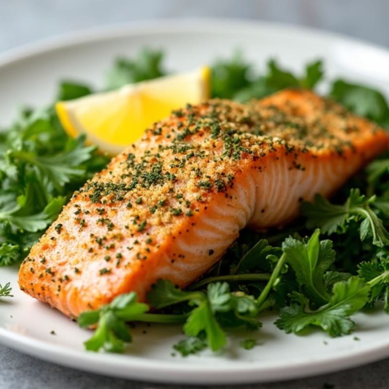 Herb-Crusted Baked Salmon with Lemon