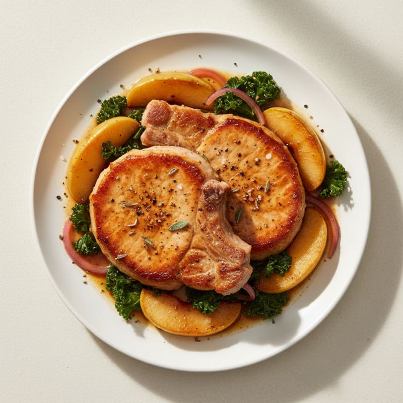 Crispy Pan-Seared Pork Chops with Apples