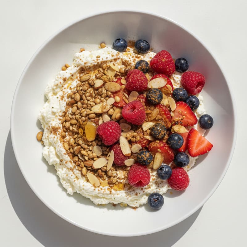 High-Protein Berry and Hemp Cottage Cheese Bowl