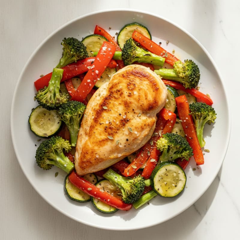 Pan-Seared Chicken with Roasted Vegetables