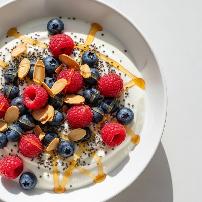 Creamy Greek Yogurt Bowl with Chia Seeds and Fresh Berries