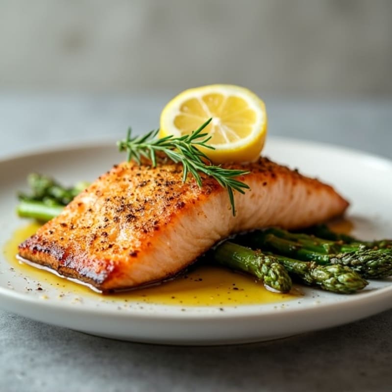 Crispy Pan-Seared Salmon with Roasted Asparagus