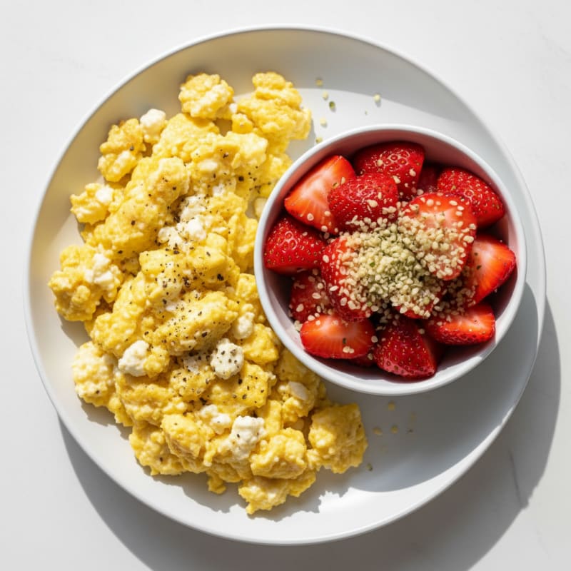Fluffy Cottage Cheese Scramble with Fresh Berries
