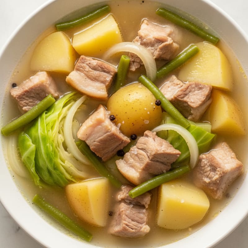 Pork Nilaga with Cabbage and Potatoes