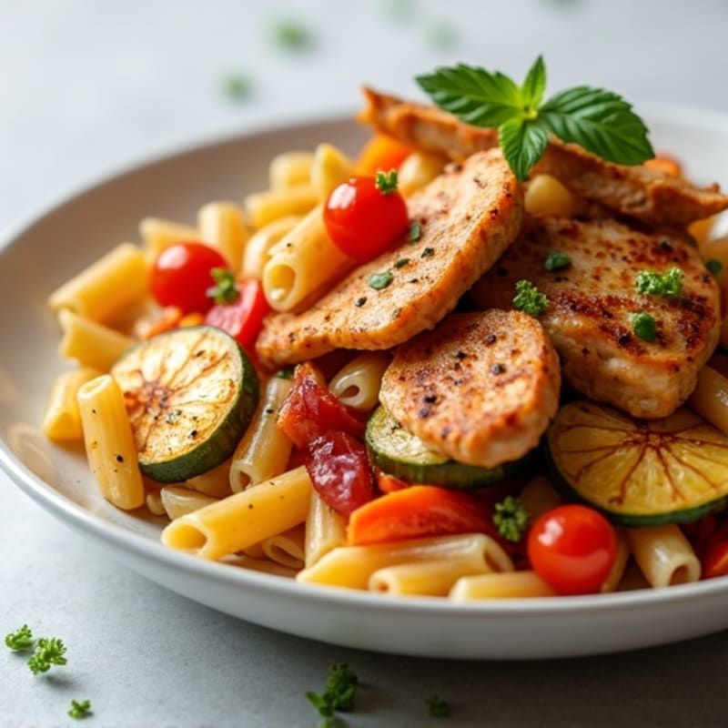 Spicy Smoked Paprika Chicken Pasta with Roasted Vegetables