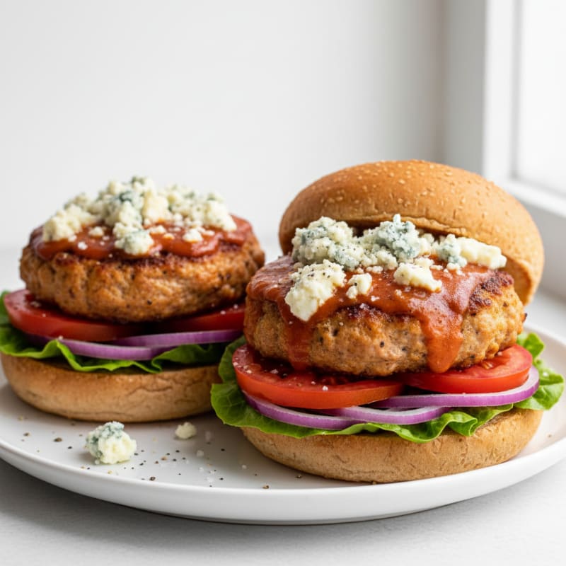 Crispy Buffalo Blue Cheese Burgers