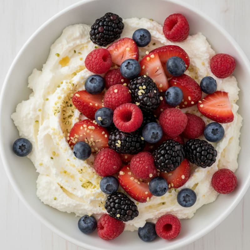 Silky Greek Yogurt and Cottage Cheese Bowl with Mixed Berries