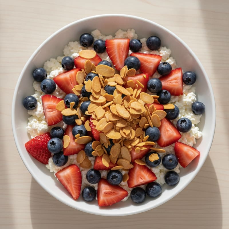 Cottage Cheese and Berry Protein Bowl with Almonds
