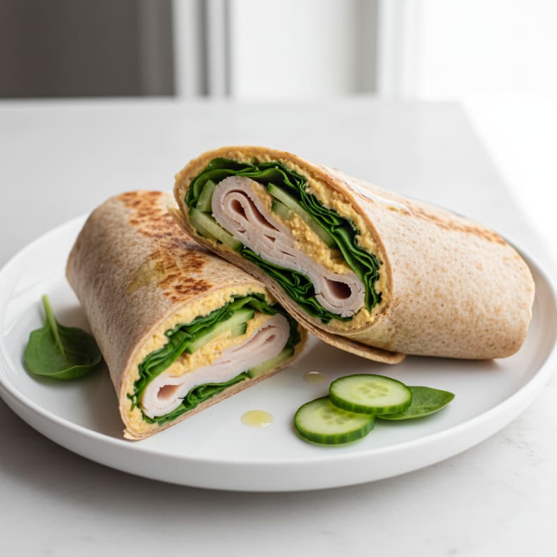 Turkey and Spinach Wrap with Hummus