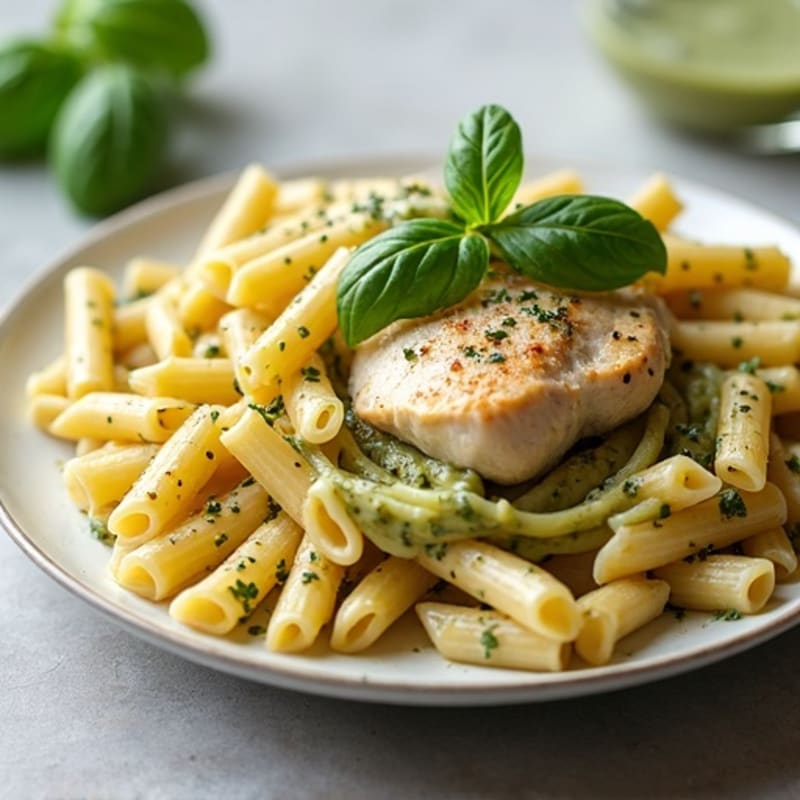 Creamy Pesto Chicken Pasta with Fresh Basil