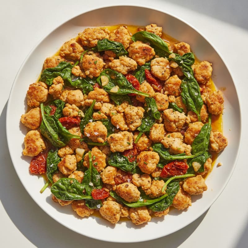 Ground Chicken and Spinach Skillet